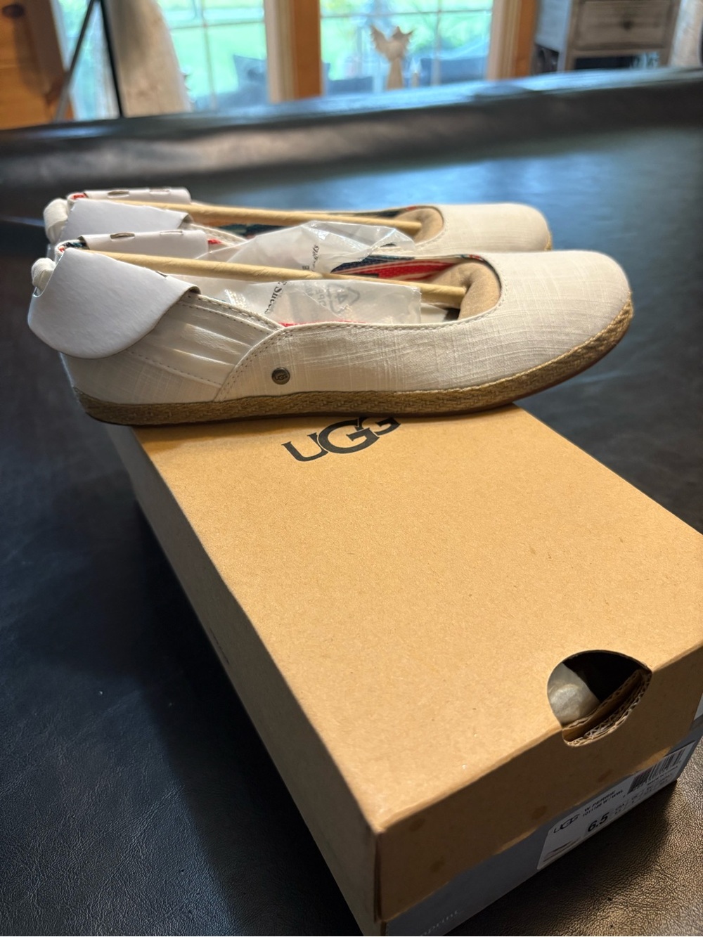 UGG Perrie White Canvas Espadrille Skimmer Ballet Flats NIB 6.5